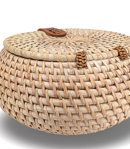 Round Rattan Bag, Woven Rattan Crossbody, Boho Rattan Handbag, Straw Circle Bag