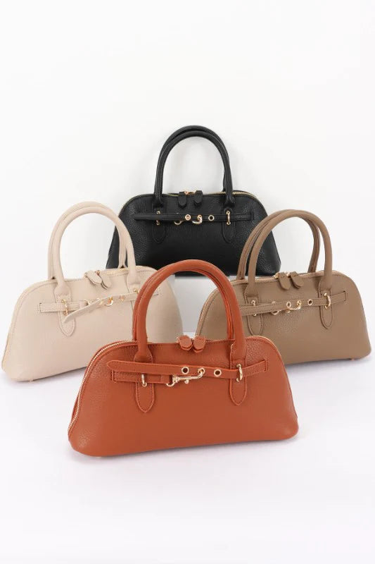 Vegan Leather Top Handle Satchel Bag
