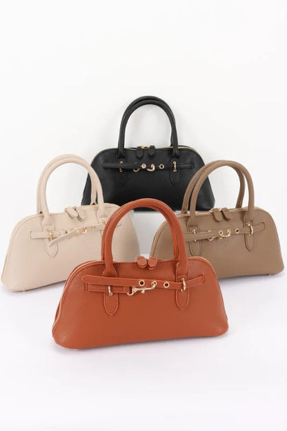 Vegan Leather Top Handle Satchel Bag